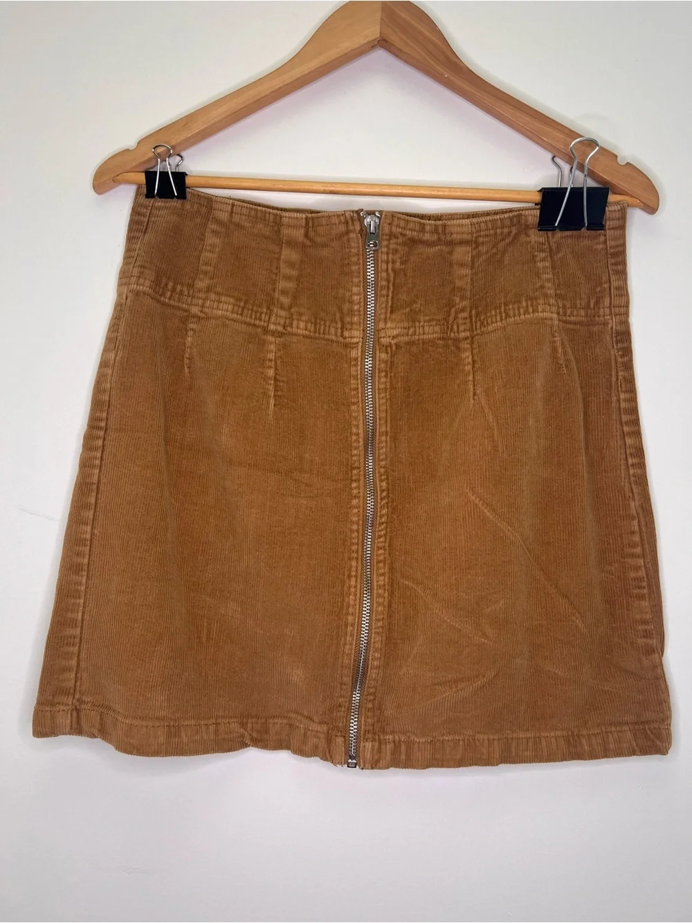 Wild Fable Brown Corduroy Mini Skirt High Rise Front Zip Y2K Size 8 A line Fall